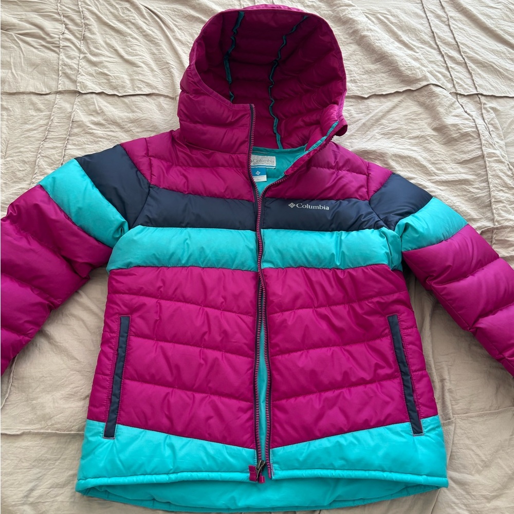 Columbia Magenta and Teal Puffer Jacket